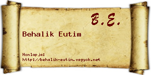 Behalik Eutim névjegykártya